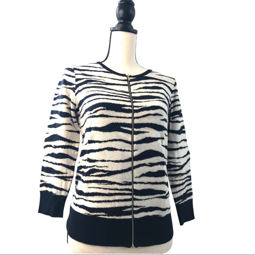 Ann Taylor Animal Print Cardigan| Sweater Sz M